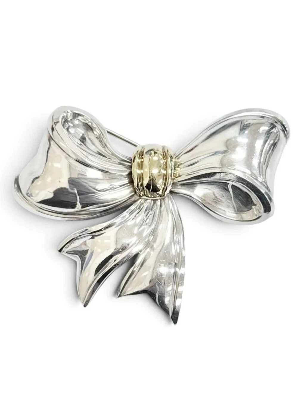 Tiffany & Co Vintage Ribbon Brooch Silver Gold